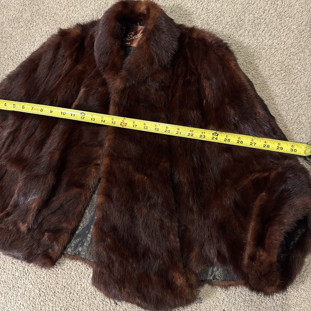 Vintage 1950s Bedell's Furs Mink Jacket Mahogany Brown Shawl Collar Coat - Picture 10 of 11